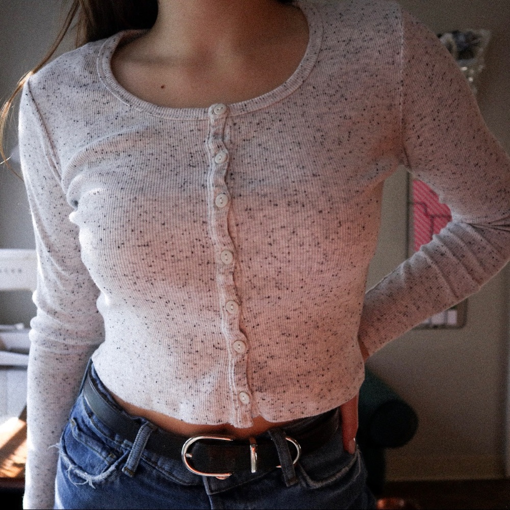 H&M Ribbed Knit Button Top